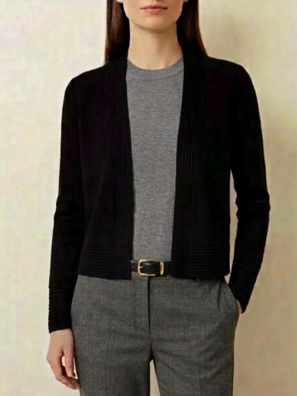 Charter Club 100% Cashmere Open Front Cardigan with Ribbed Details